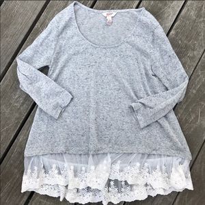 Light grey top with lace trim